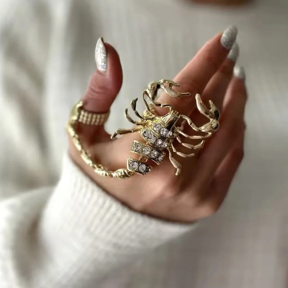 Scorpio Momento Mori Gold Plated Retro Ring - Picture 1 of 14